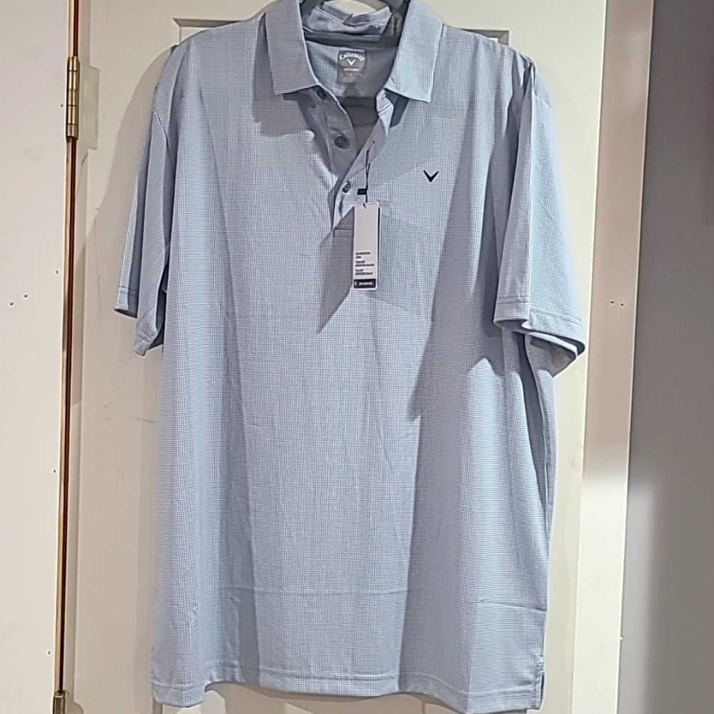 Mens Heather Micro Stripe Golf Polo size Large